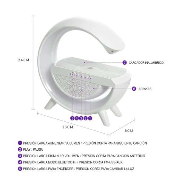 Lampara Parlante Y Cargador Inalambrico