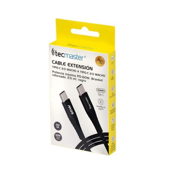 Cable Usb Tipo C a Tipo C 2.5mts Tecmaster