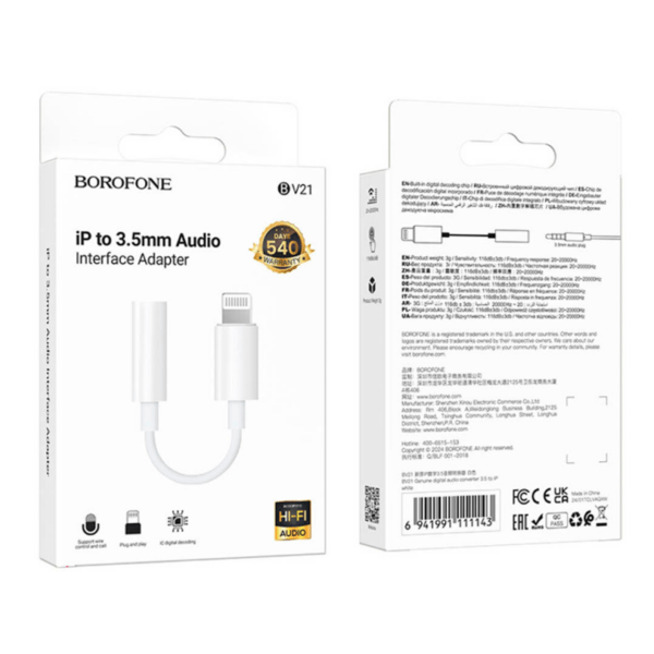 Adaptador Lightning a 3.5mm Borofone